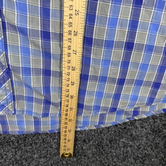 Wrangler Western Shirt Men’s XLT Blue Plaid Pear Snap Short Sleeve Button Up - Picture 5 of 5